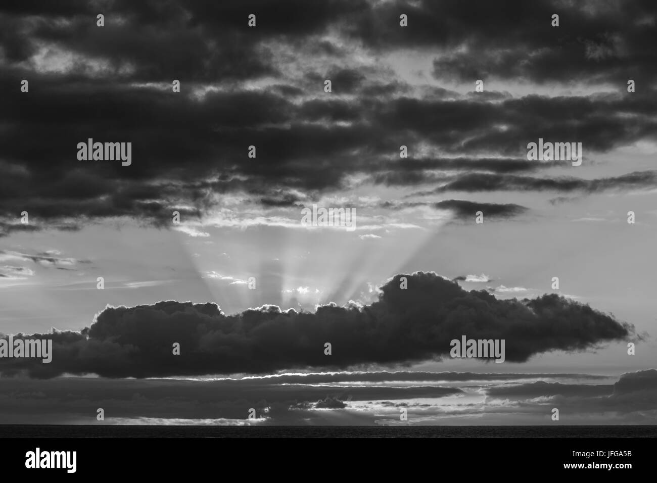 Tramonto in bianco e nero Foto Stock