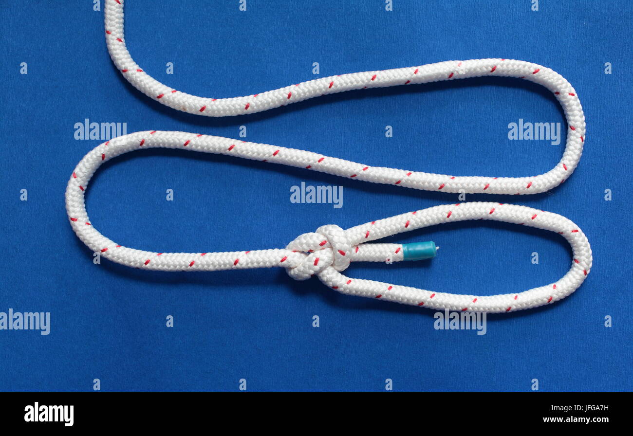Nodo mare loop knot sfondo blu Foto Stock