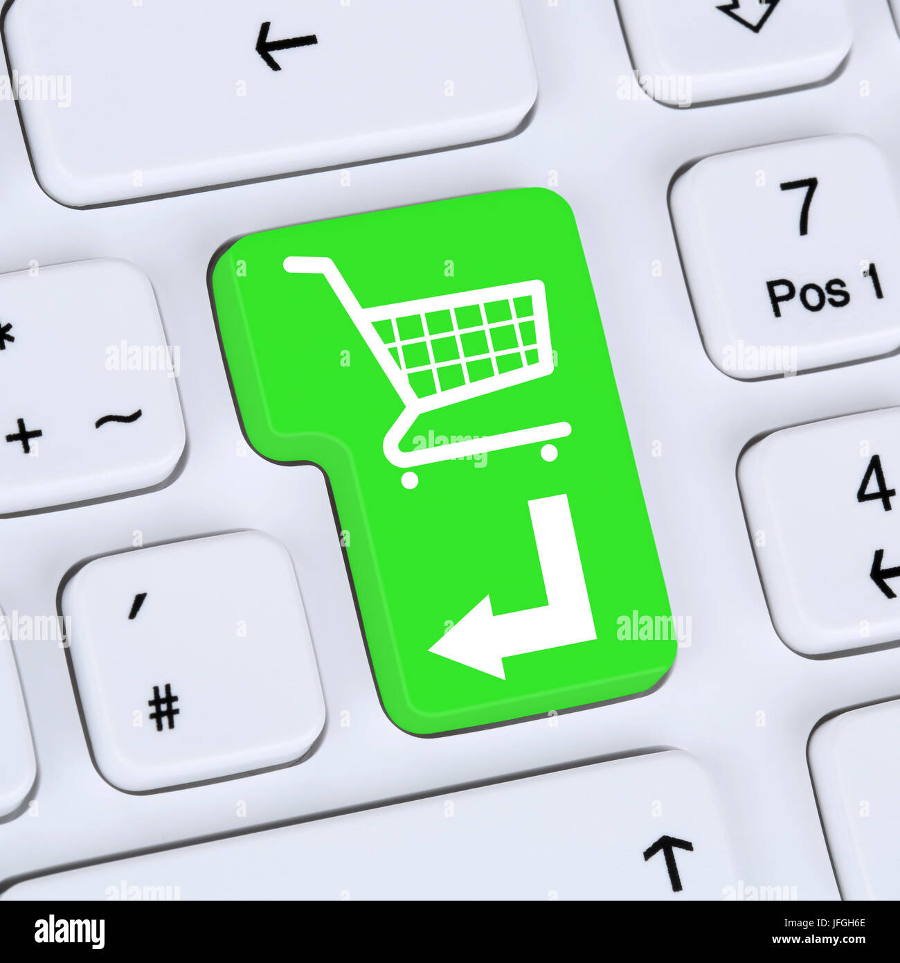 Internet Konzept Shopping online E-Commerce bestellen und einkaufen Foto Stock
