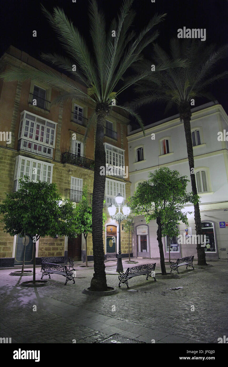 Cádiz la notte in Andalusia Spagna Foto Stock
