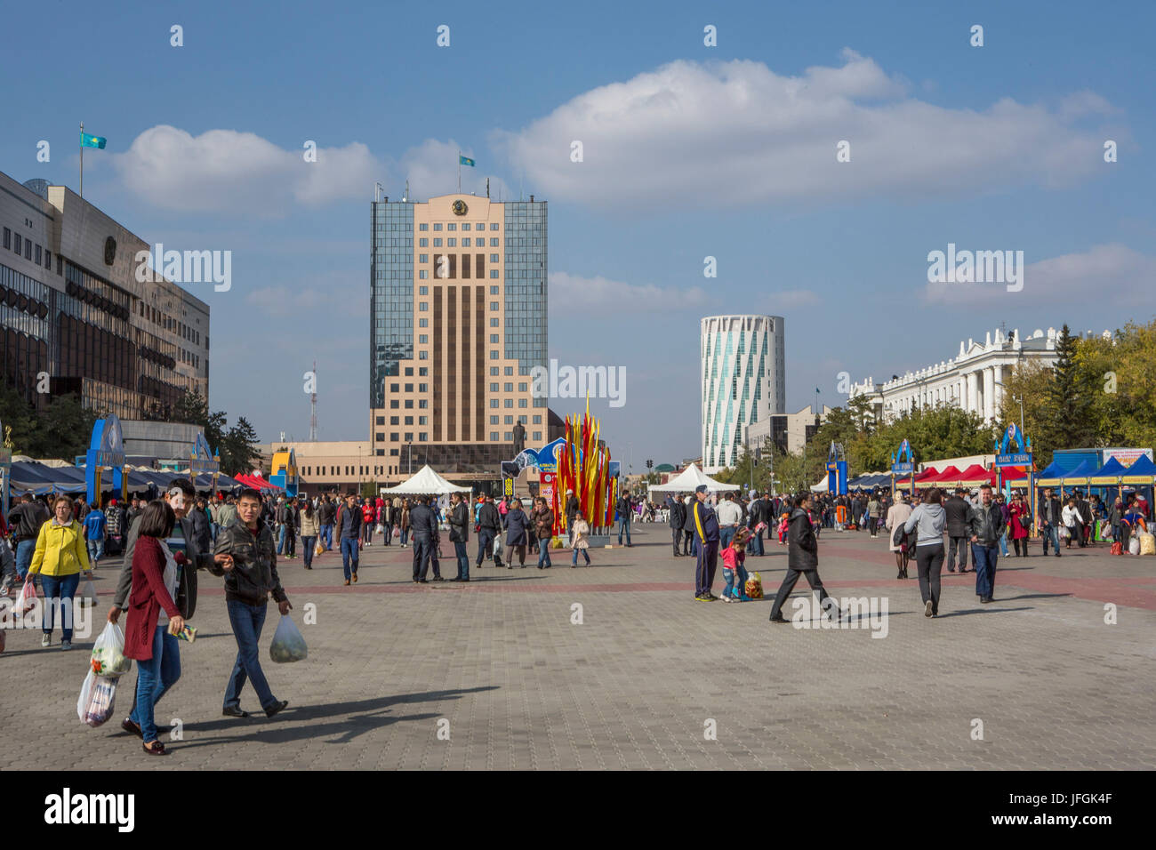 Il Kazakistan, Astana City, la Città Vecchia, Down Town, Agenzia Gobernment edificio, Foto Stock