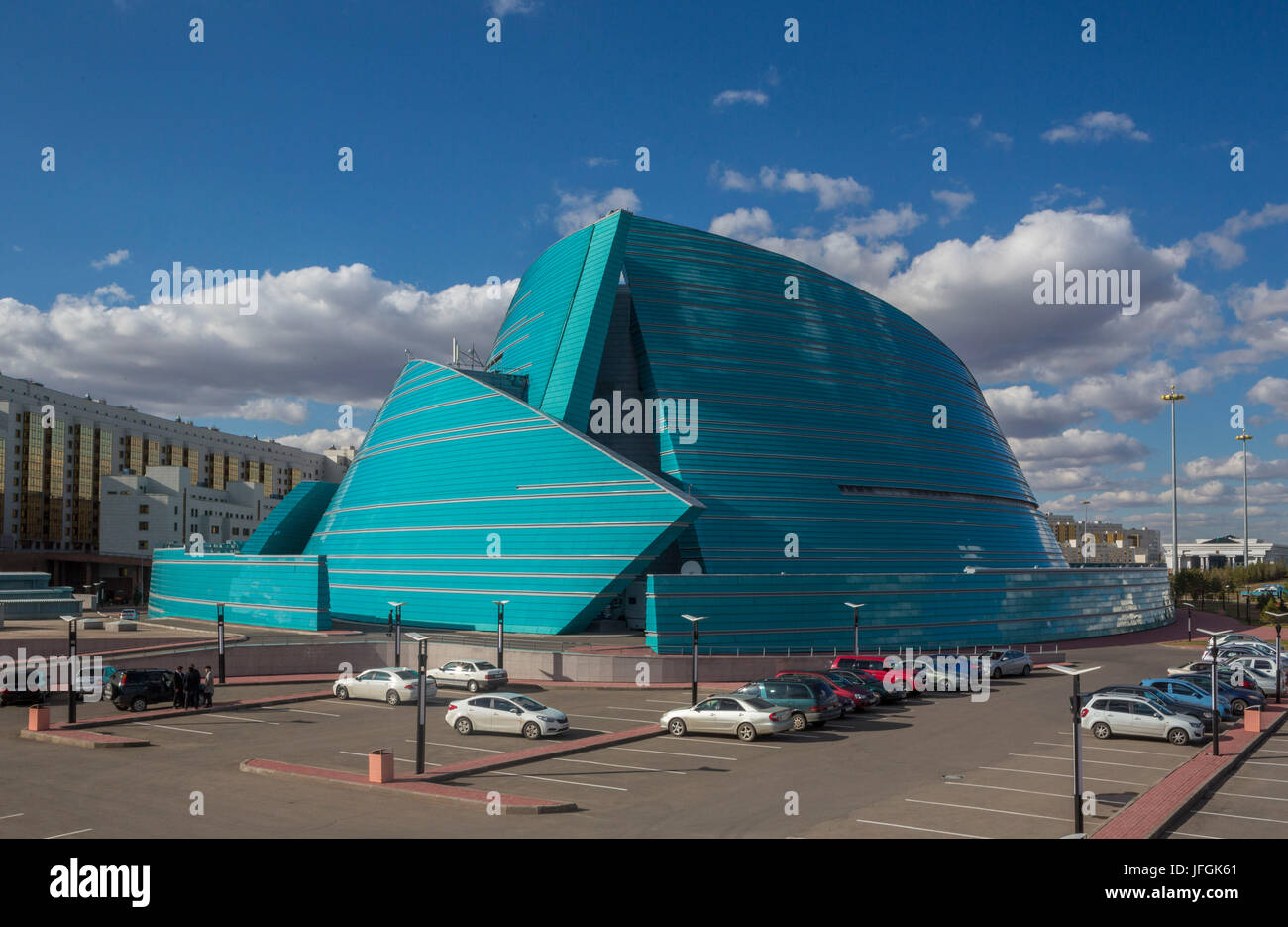 Il Kazakistan, Astana City, Nuova città amministrativa, membro Auditorium Edificio, Manfredi architetto Foto Stock