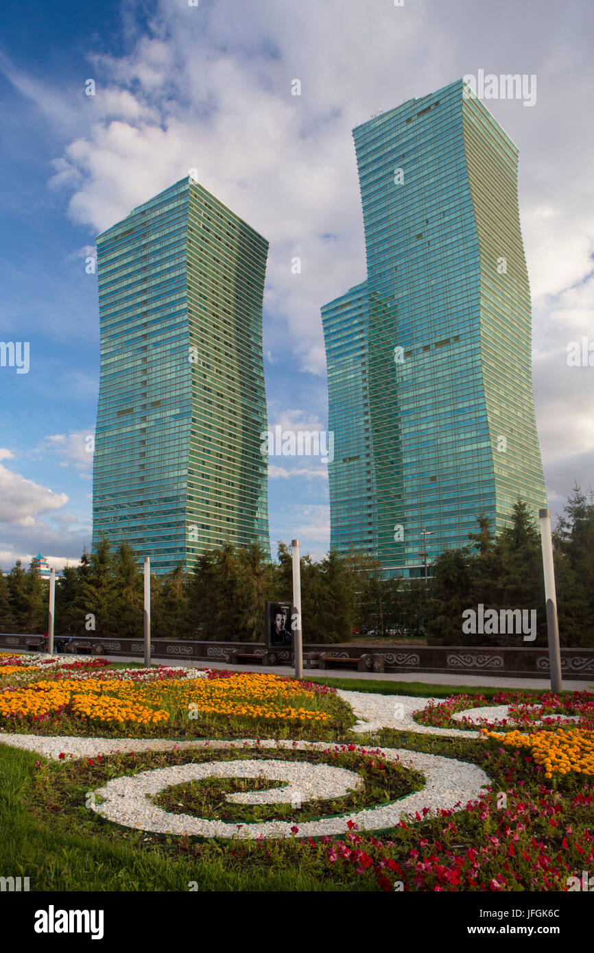 Il Kazakistan, Astana City, Nuova città amministrativa, Northern Lights Torri Foto Stock