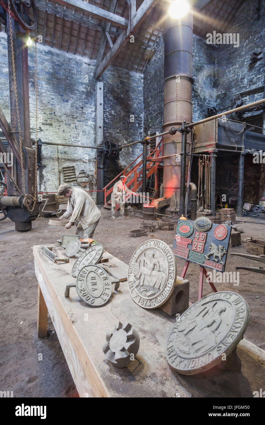 Il Galles, Gyynedd, Llanberis, il National Slate Museum, la fonderia Foto Stock