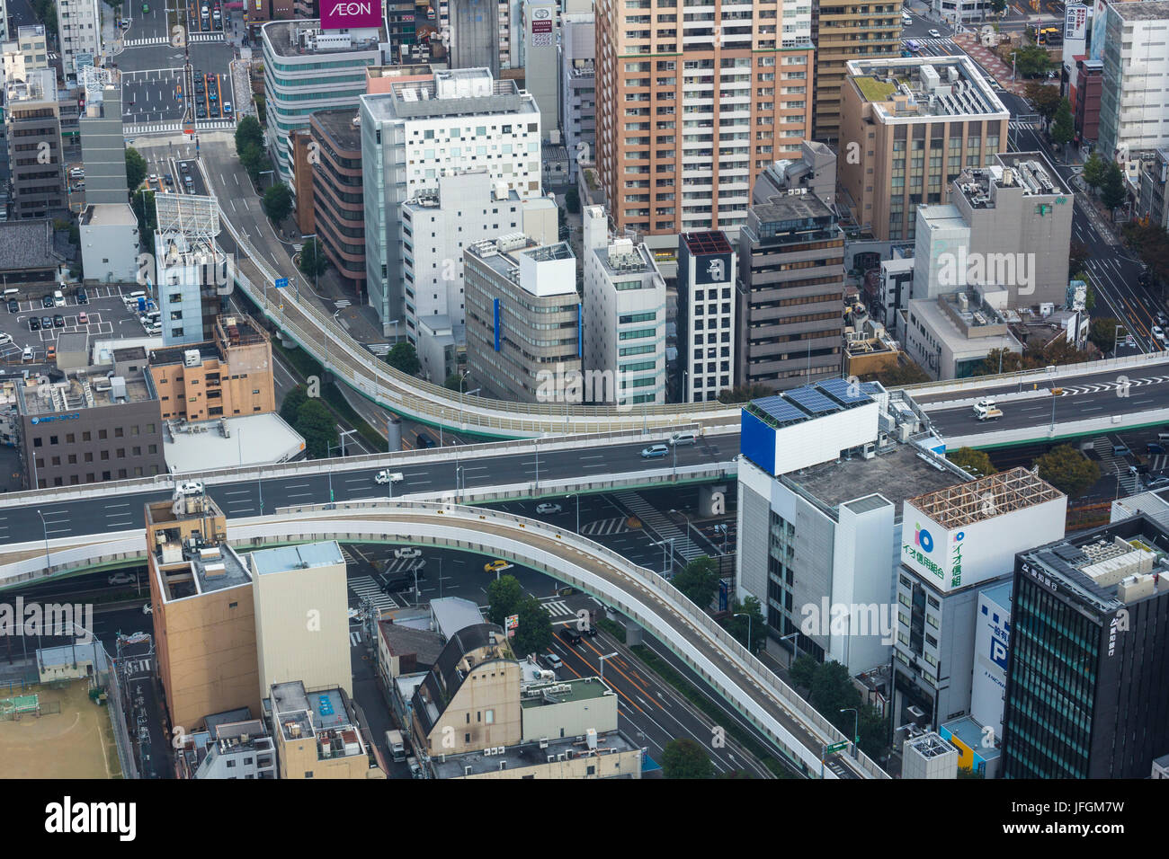 Giappone, Nagoya City e il centro cittadino di autostrada, Foto Stock