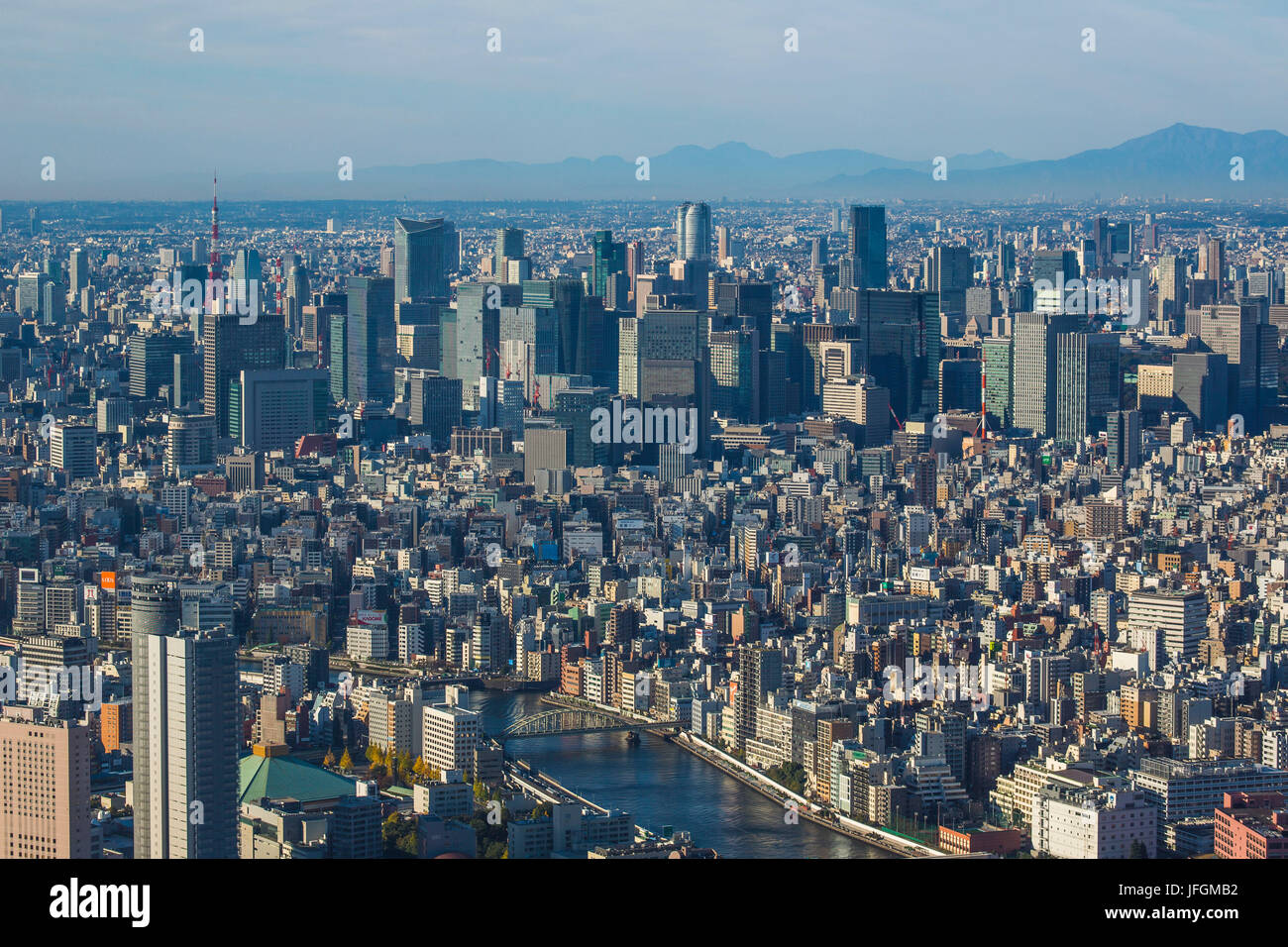 Giappone, Kanto, Tokyo City, centrale dello skyline di Tokyo Foto Stock