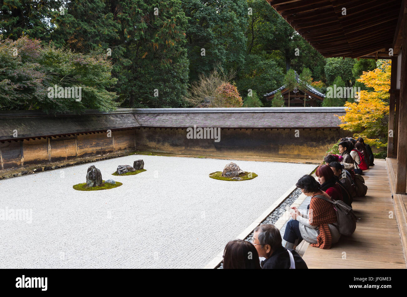 Giappone, Kyoto City, Ryoan-ji, il giardino di roccia Foto Stock