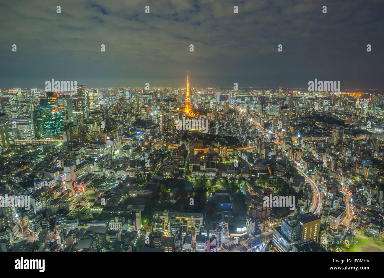 Giappone Tokyo City, la Torre di Tokyo, Panorama da Roppongi Hills edificio Foto Stock