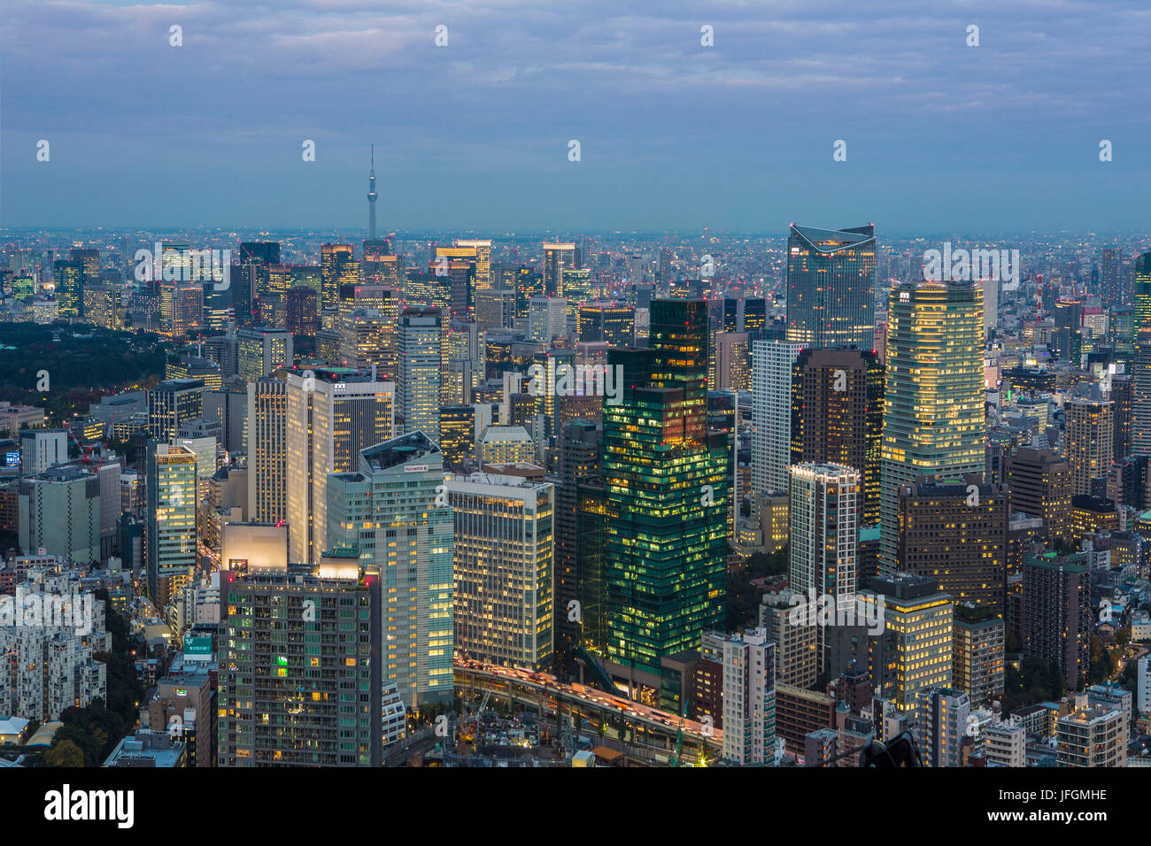 Giappone Tokyo City, Down Town Tokyo e Sky Tower ad albero Foto Stock