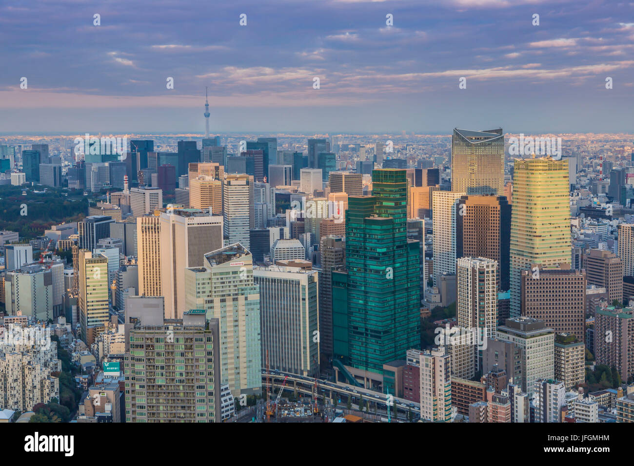 Giappone Tokyo City, Down Town Tokyo e Sky Tower ad albero Foto Stock