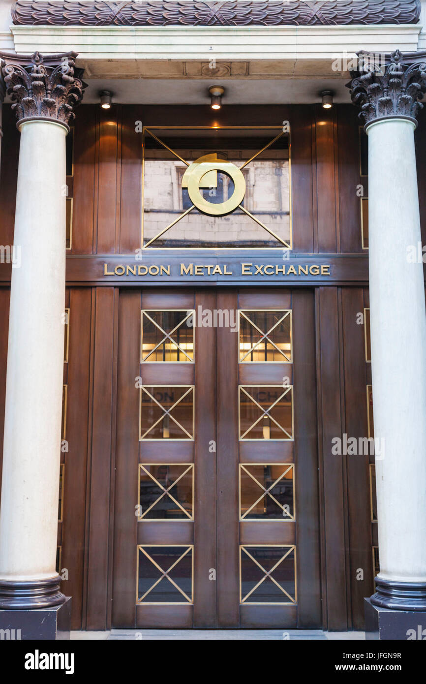 Inghilterra, Londra, Città di Londra, ingresso al London Metal Exchange Foto Stock