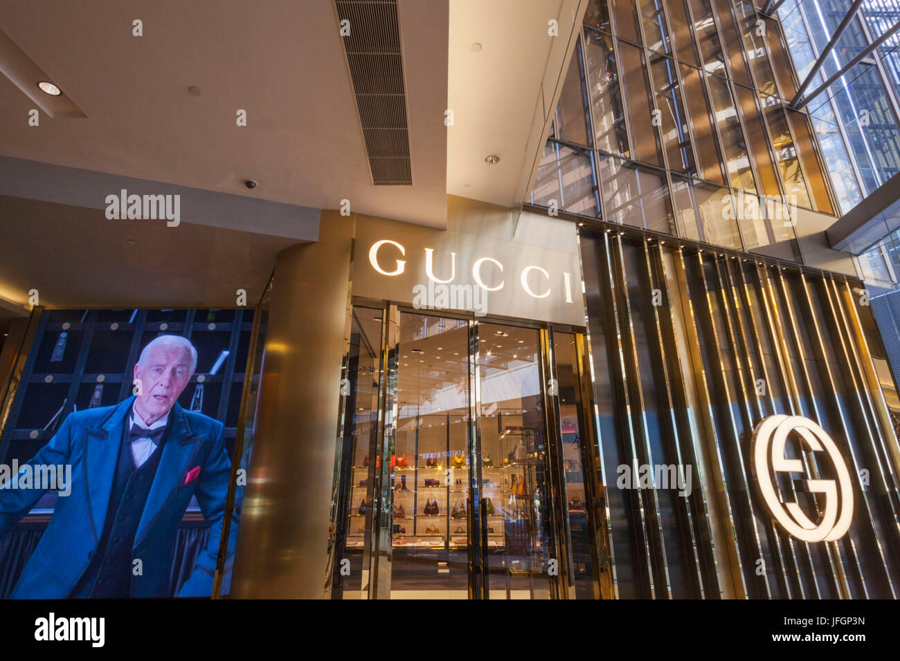 Cina, Hong Kong, centrale, un punto di riferimento, negozio di Gucci Foto Stock