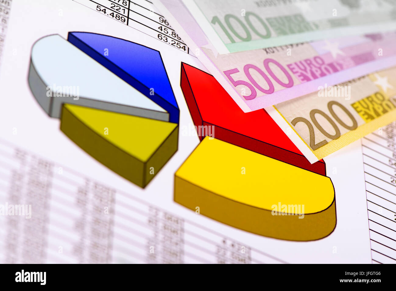 Quota di prezzo, il prezzo di mercato, grafico e di euro di banconote Foto Stock