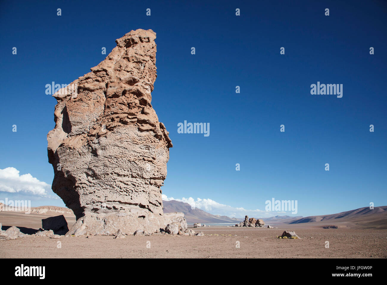 Il Cile, Monjes de Pakana, formazioni rocciose, laguna Foto Stock