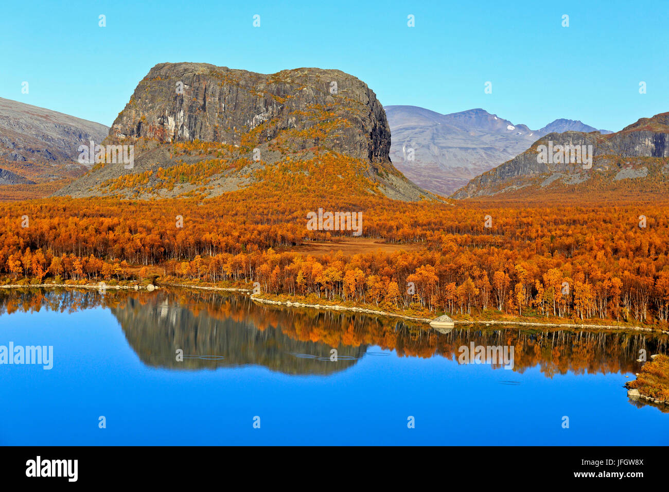 L'Europa, in Svezia, in Lapponia, provincia di Norrbotten, Sarek national park, vista la Nammatj Foto Stock