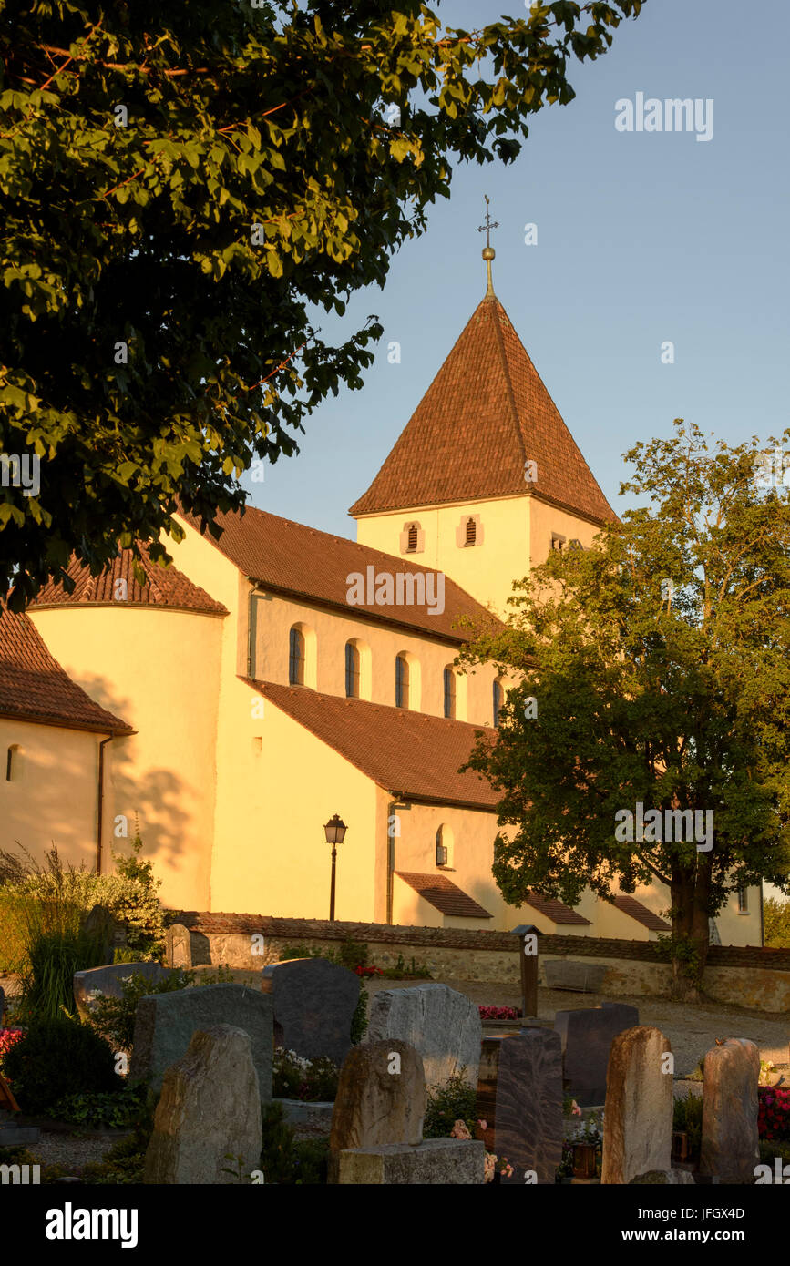 Chiesa di San Giorgio in Oberzell, patrimonio culturale mondiale dell UNESCO, isola di Reichenau, underlake, Lago di Costanza, Baden-Württemberg, Germania Foto Stock