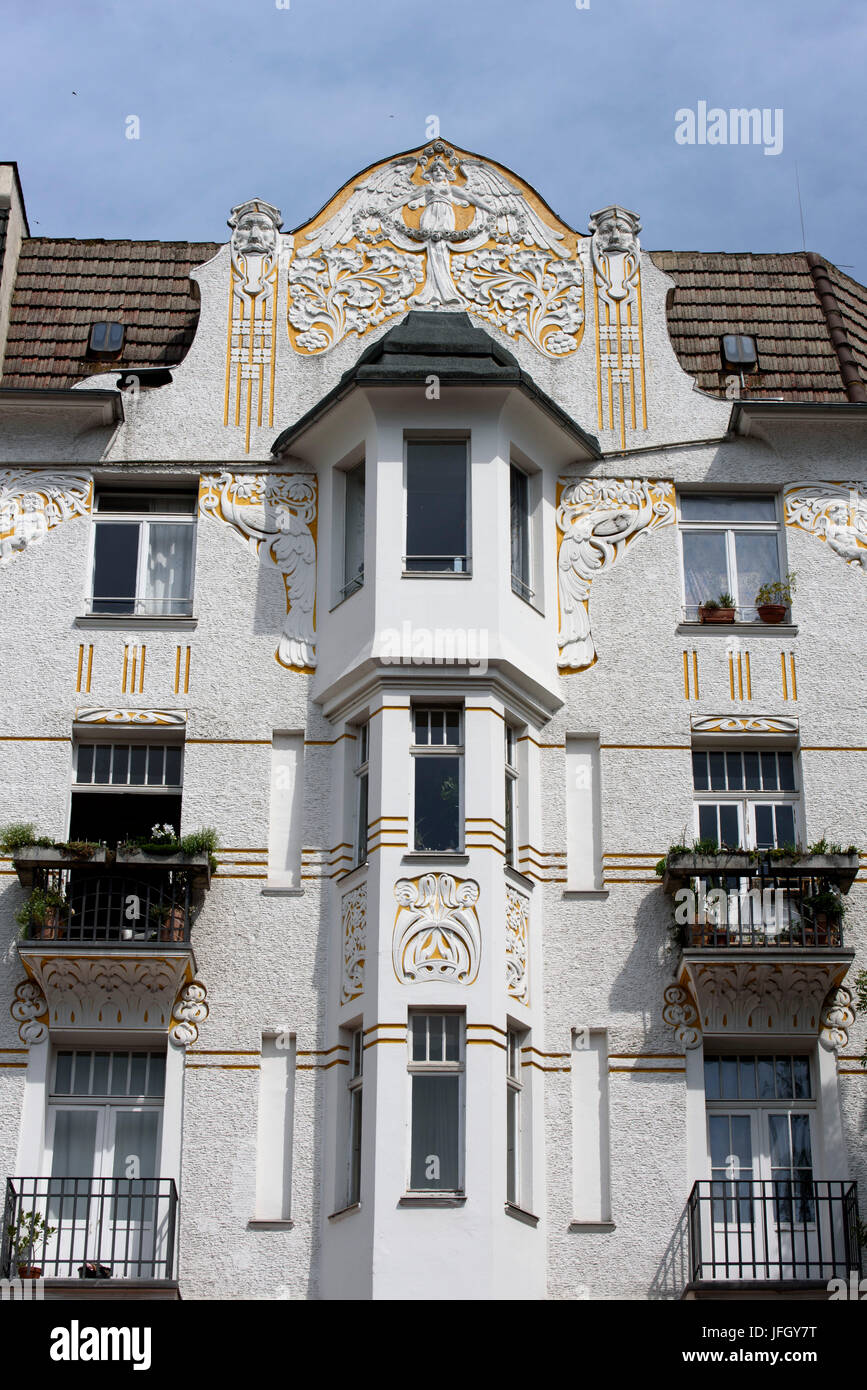 Case Jugendstil, parte anteriore gilè, Kassel, Hessen, Germania Foto Stock
