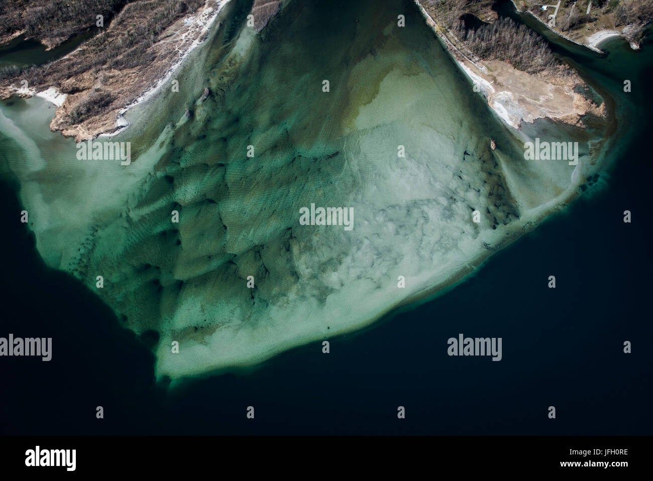 Il Lago Maggiore con il fiume Maggia Delta, natura luoghi del bagno, Lucerna, fotografia aerea, Ticino, Svizzera Foto Stock