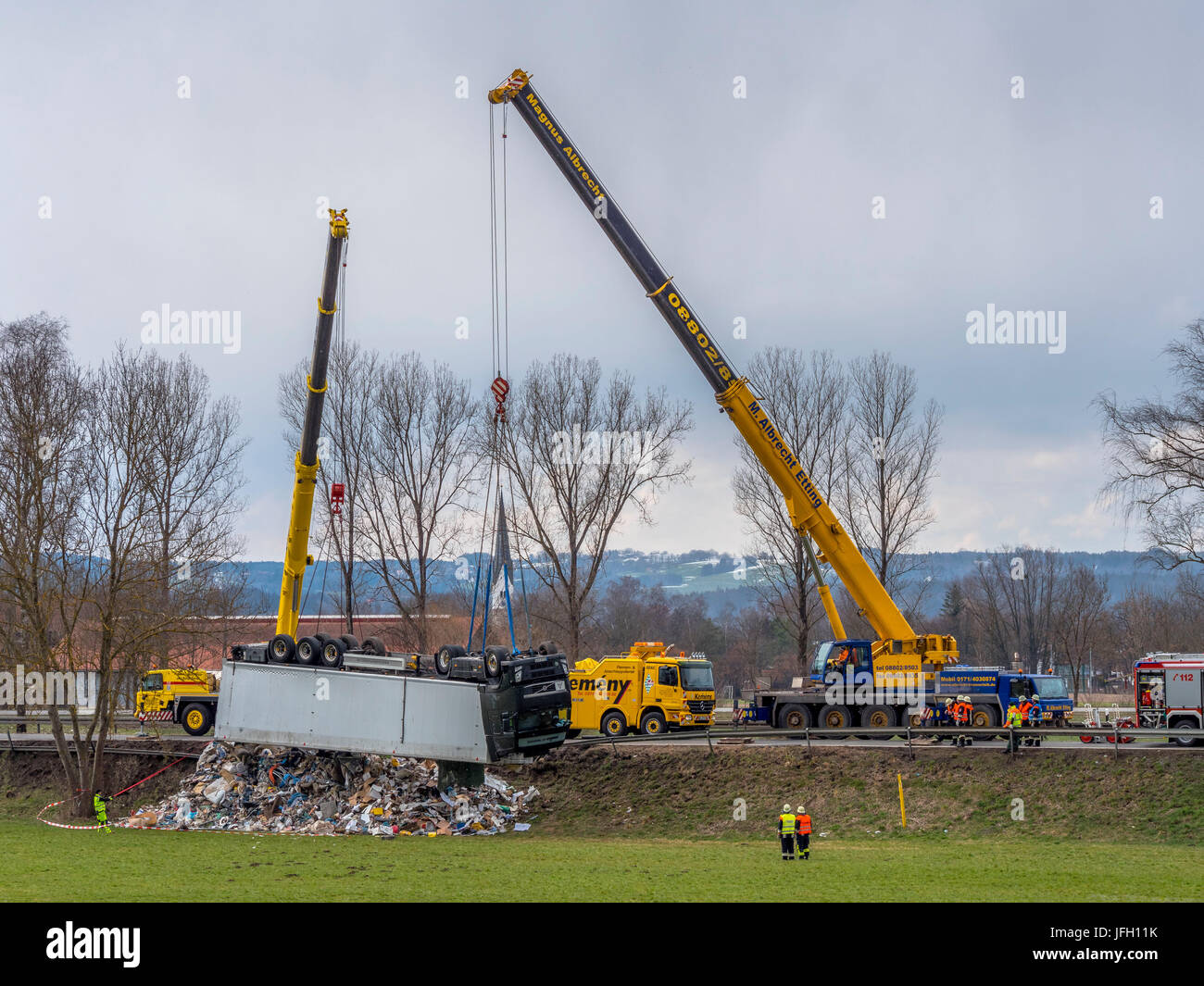 Carrello incidente di percorso Olympia, B2, vicino a Weilheim, Baviera, Germania, Europa Foto Stock