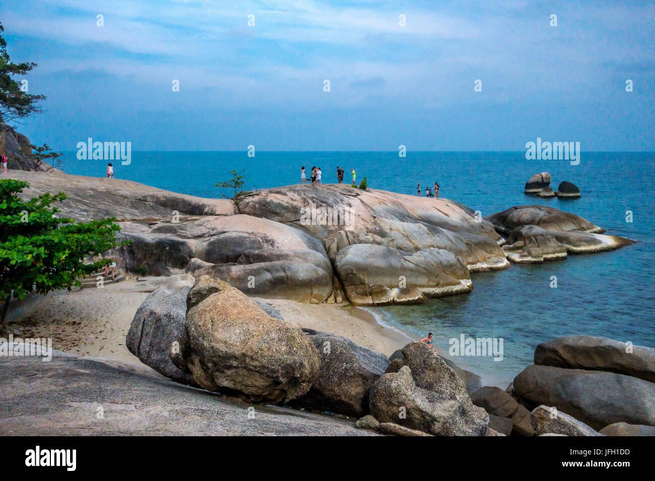 Vi Ta e vi Yai rocce, Grand di roccia, Lamai Beach, isola di Ko Samui, Thailandia, Asia Foto Stock