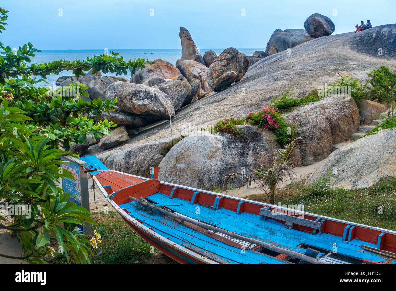 Vi Ta e vi Yai rocce, Grand di roccia, Lamai Beach, isola di Ko Samui, Thailandia, Asia Foto Stock