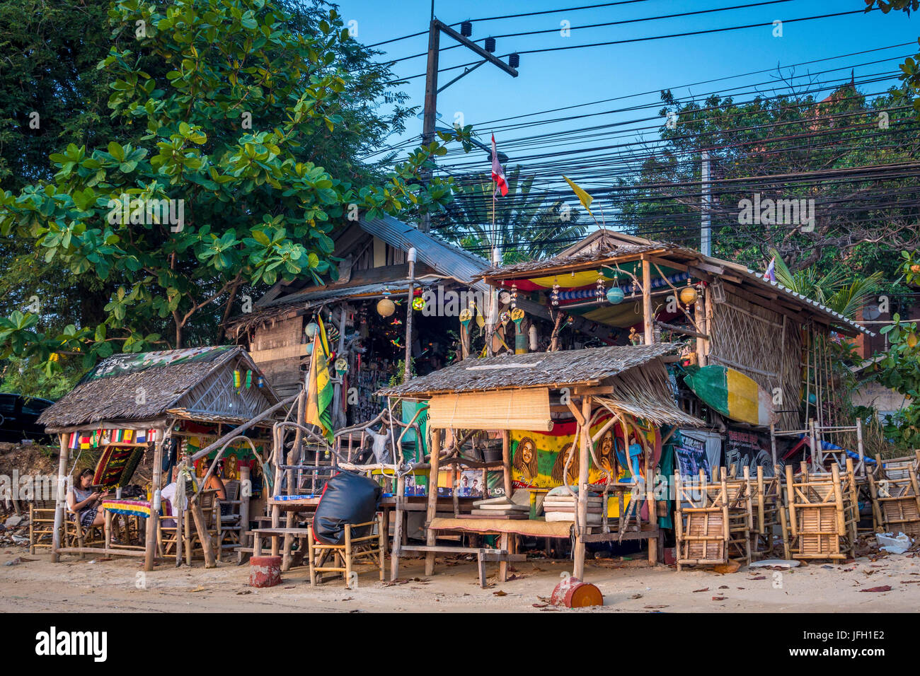 Bar in spiaggia, Spiaggia Bo Phut, isola di Ko Samui, Thailandia, Asia Foto Stock