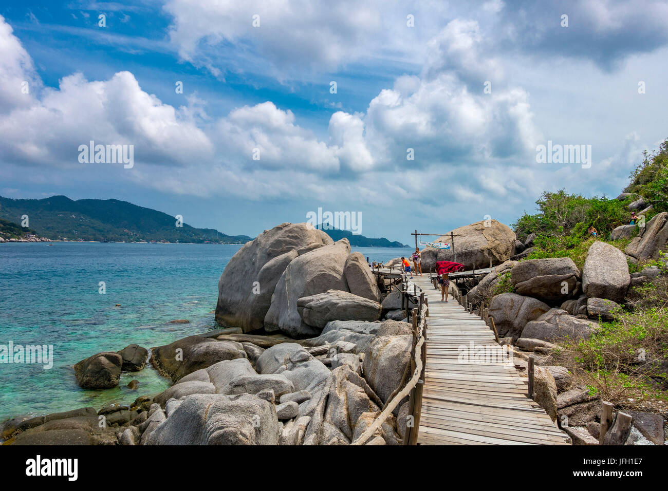 Ponte di Legno, jetty, isola di Koh Nang Yuan, anche Nangyuan, con Koh Tao, golf di thailandia, tailandia, Asia Foto Stock