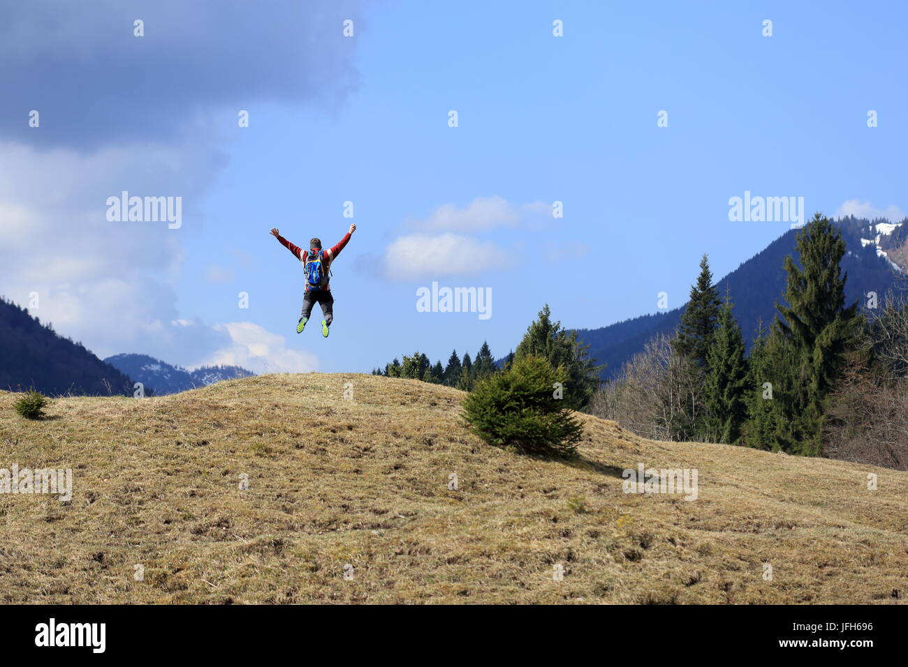 Escursionista felice successo Foto Stock