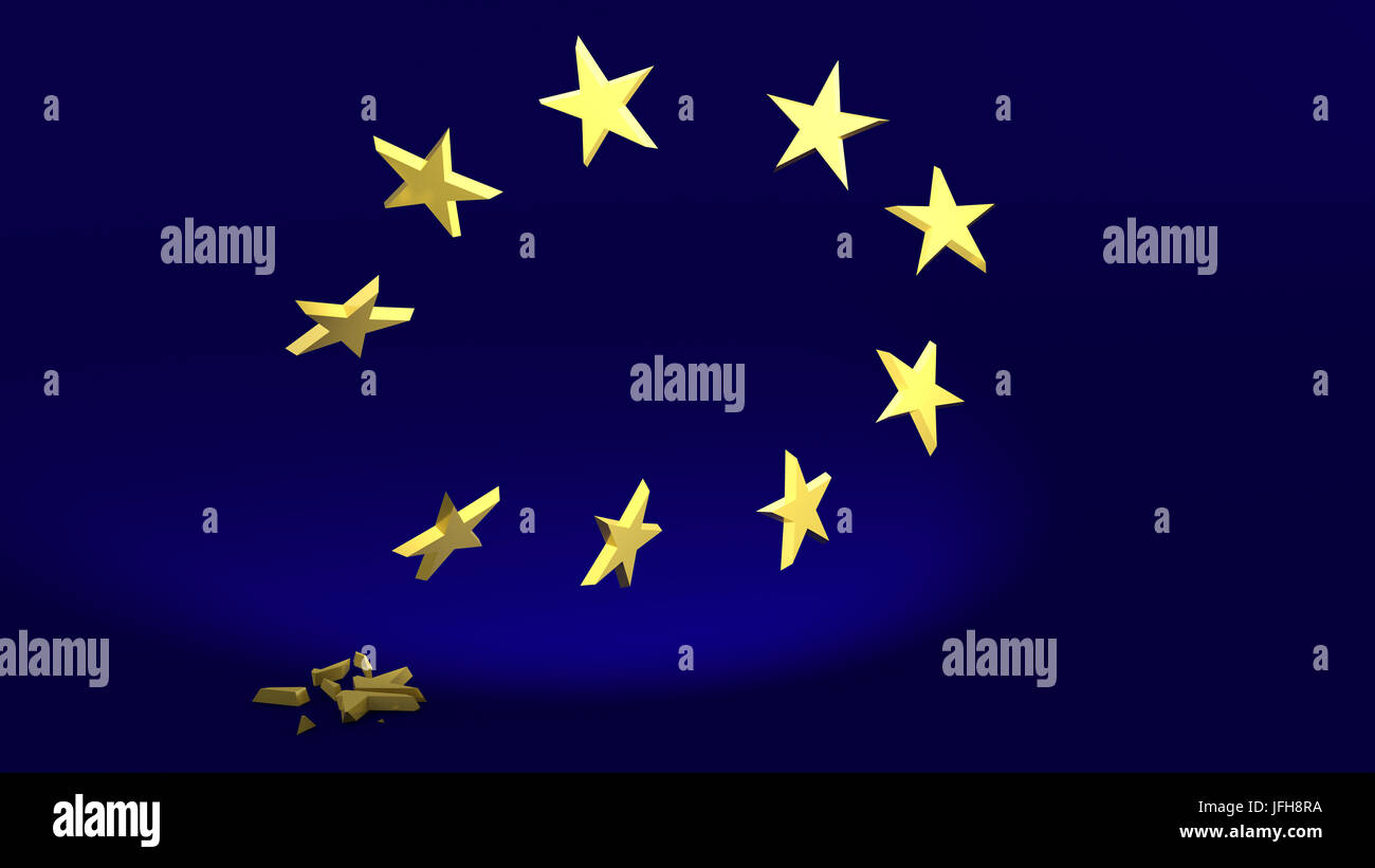 3D'illustrazione; Stelle cadenti simboleggiano il Brexit Foto Stock