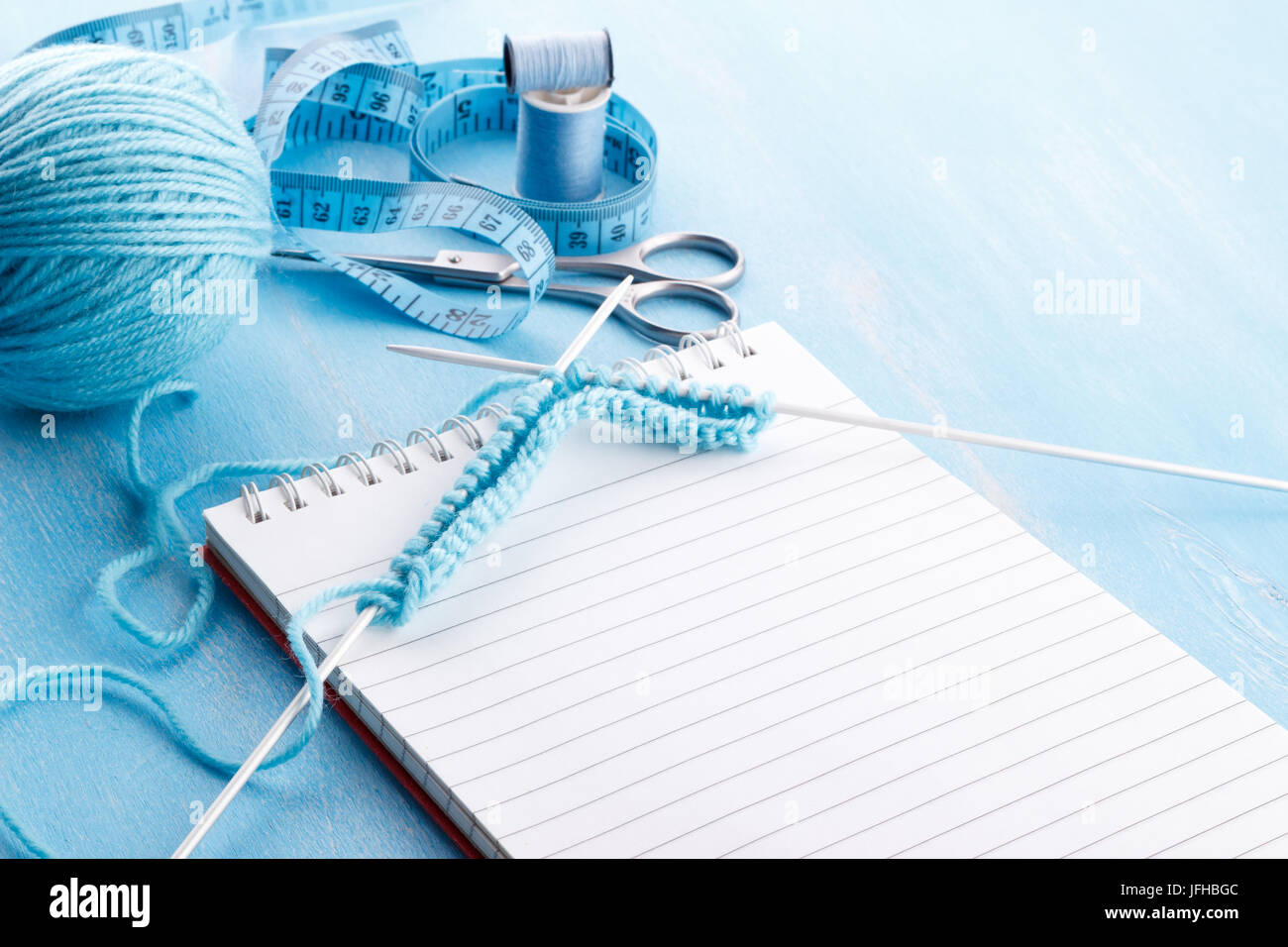 Blu di lana per maglieria Foto Stock