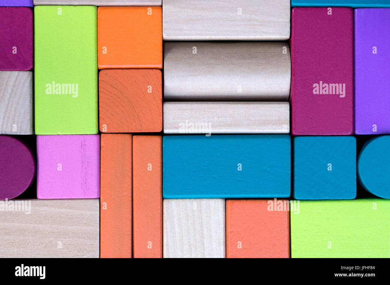 In legno colorato sfondo blocchi Foto Stock