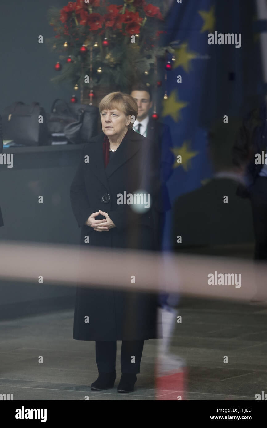 Merkel accoglie PM Borisov della Bulgaria a Berlino. Foto Stock