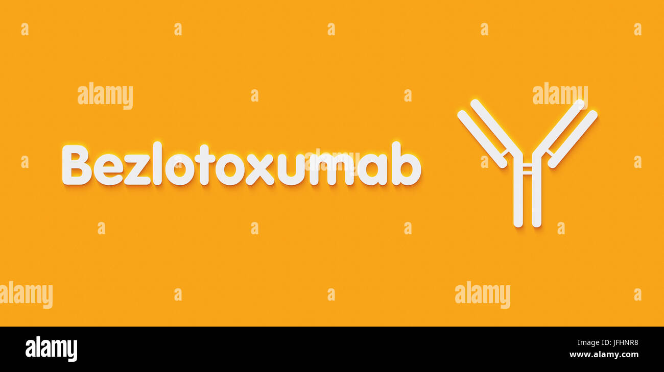 Bezlotoxumab anticorpo monoclonale farmaco. Obiettivi Clostridium difficile tossina B (TcdB) ed è utilizzato per il Trattamento della recidiva di C. difficile tossicogeno. Foto Stock