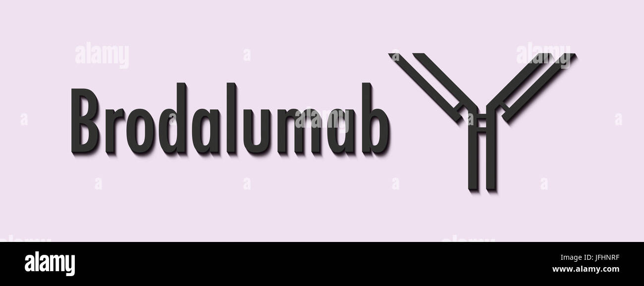 Brodalumab anticorpo monoclonale molecola di farmaco. Obiettivi interleuchina-17 recettore ed è indicato per il trattamento della psoriasi. Nome generico e styliz Foto Stock