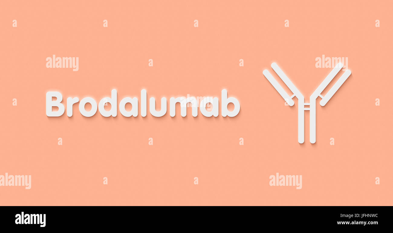 Brodalumab anticorpo monoclonale molecola di farmaco. Obiettivi interleuchina-17 recettore ed è indicato per il trattamento della psoriasi. Nome generico e styliz Foto Stock