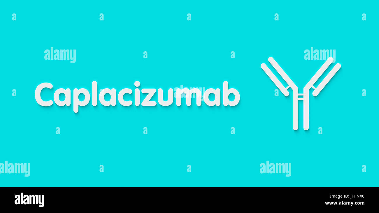 Caplacizumab per singole variabili di anticorpo di dominio di farmaco. Obiettivi Il fattore di von Willebrand (VWF). Nome generico e stilizzate di anticorpo. Foto Stock