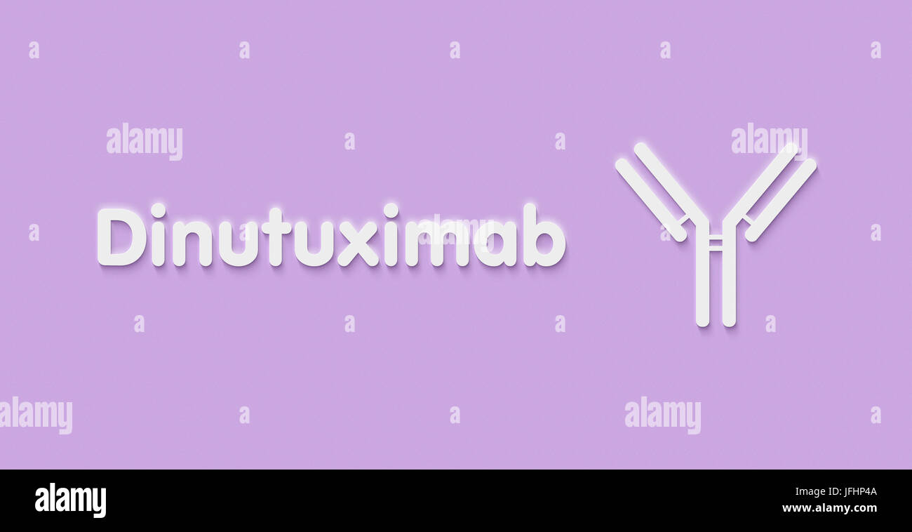 Dinutuximab anticorpo monoclonale farmaco. Obiettivi GD2 e viene utilizzato nel trattamento di neuroblastoma. Nome generico e stilizzate di anticorpo. Foto Stock