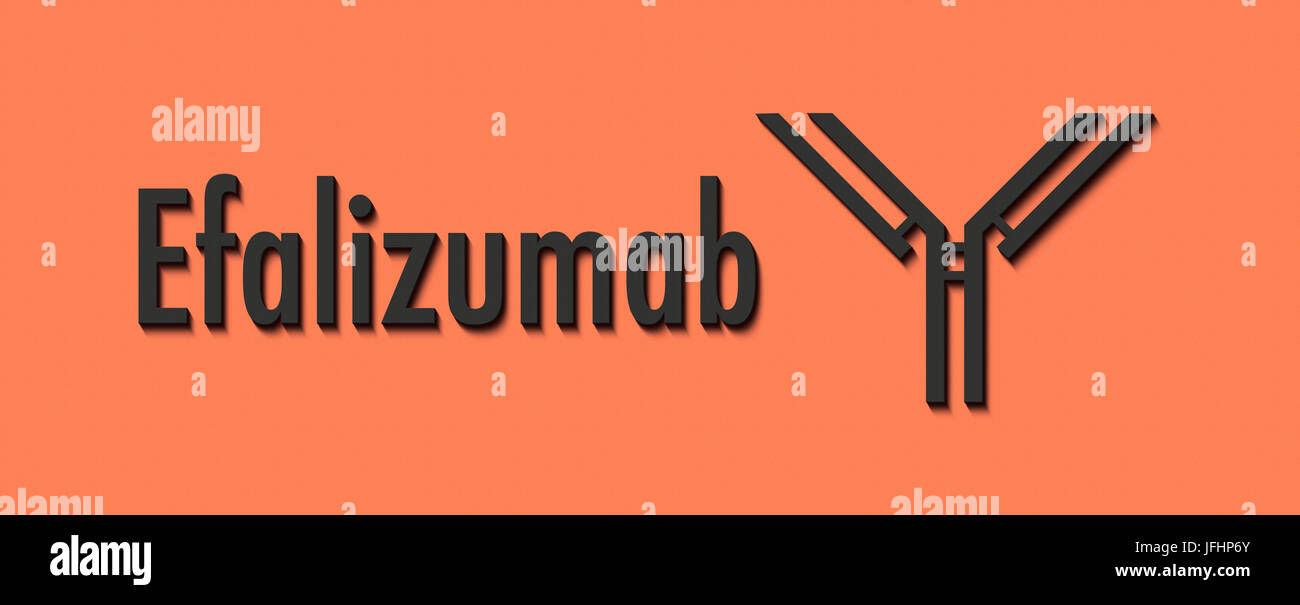 Efalizumab anticorpo monoclonale farmaco. Obiettivi di CD11a ma è stato ritirato dal mercato a causa di problemi di sicurezza. Nome generico e stilizzate di anticorpo. Foto Stock