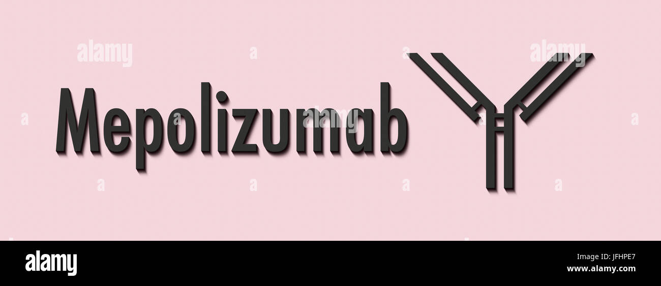 Mepolizumab anticorpo monoclonale farmaco. Obiettivi di interleuchina 5 (IL-5) ed è utilizzato nel trattamento dell'asma. Nome generico e stilizzate di anticorpo. Foto Stock