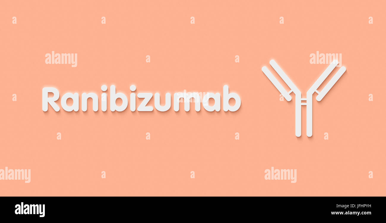 Ranibizumab di frammento di anticorpo monoclonale (Fab) farmaco. Obiettivi il fattore di crescita endoteliale vascolare di un (VEGFA) ed è indicato per il trattamento di età-re Foto Stock