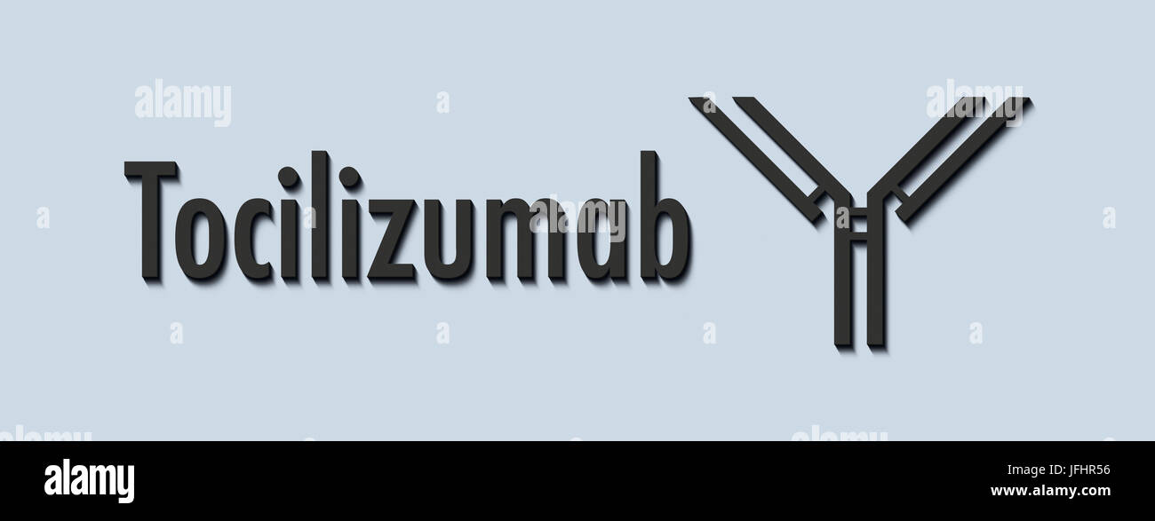 Tocilizumab anticorpo monoclonale umanizzato farmaco. Noto anche come atlizumab. Obiettivi il recettore dell'interleuchina-6 (IL-6R) ed è utilizzato nel trattamento di rh Foto Stock