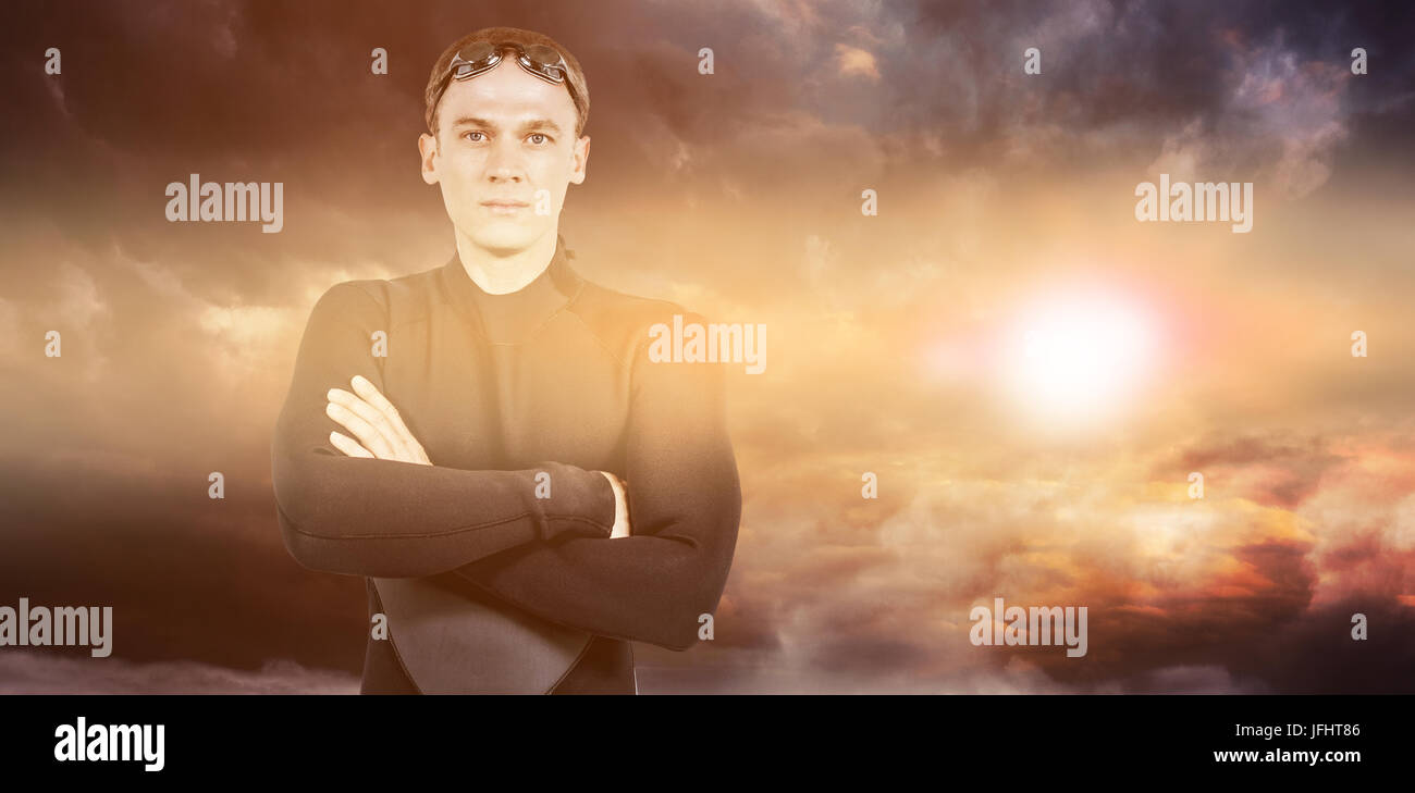 Immagine composita del ritratto del nuotatore in neoprene Foto Stock