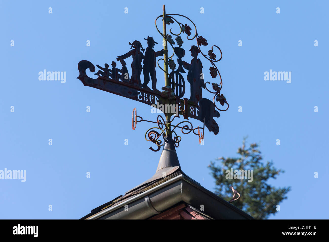 In Germania, in Renania Palatinato, distretto Trier-Saarburg, Ruwertal Kasel, tetto, dettaglio, banderuola, Foto Stock