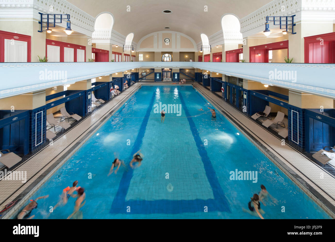 Bagno Jugendstil Darmstadt, Jugendstil piscina interna, Darmstadt, Hessen, Germania Foto Stock