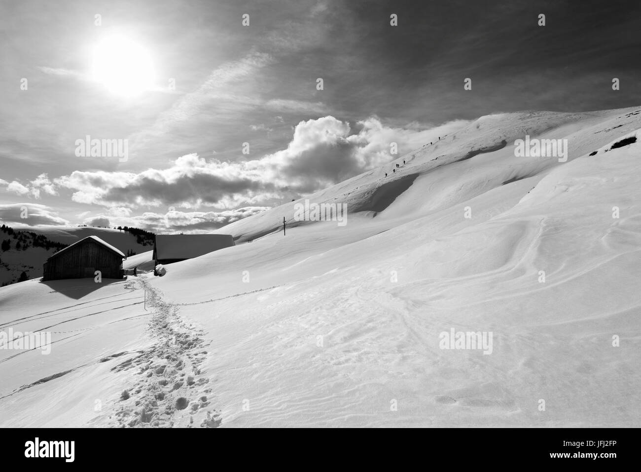 Kugel Alp in inverno con il vertice di Hohe Kugel Foto Stock