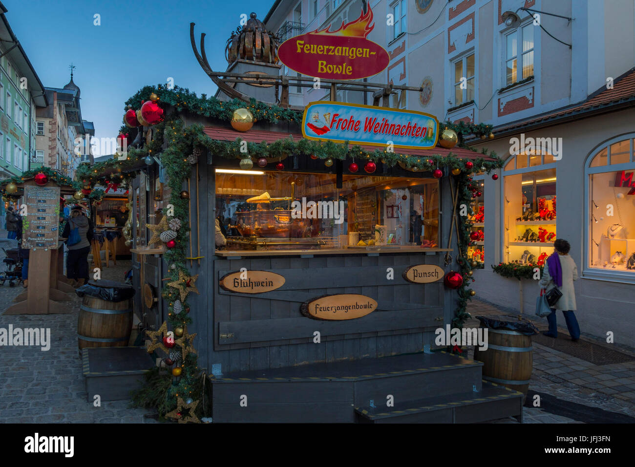 Fiera di natale a Bad Tölz, bavaresi, Germania Foto Stock