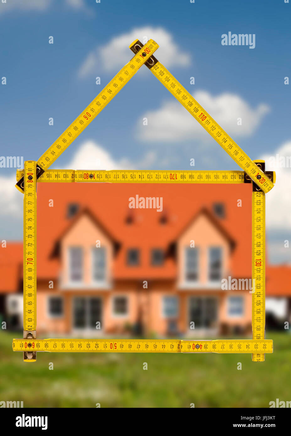 Costruzione di una casa e le vendite con il bastone cantiere come icona Foto Stock