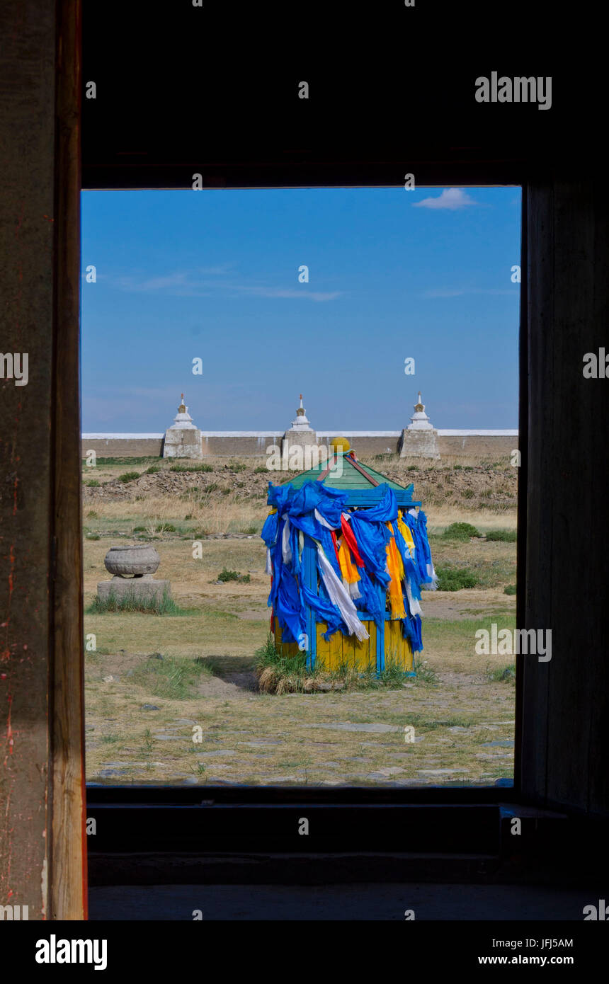 Mongolia, Asia Centrale, Karakorum / Qara Qorum, chiostro di Erdene Zuu, capitale di Gengis Khan Foto Stock