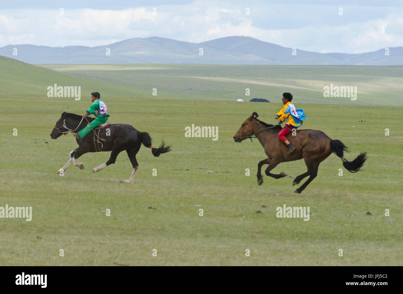 In Mongolia e in Asia centrale, Sayhan, Naadam festa, festa nazionale della Mongolia, il palio Foto Stock