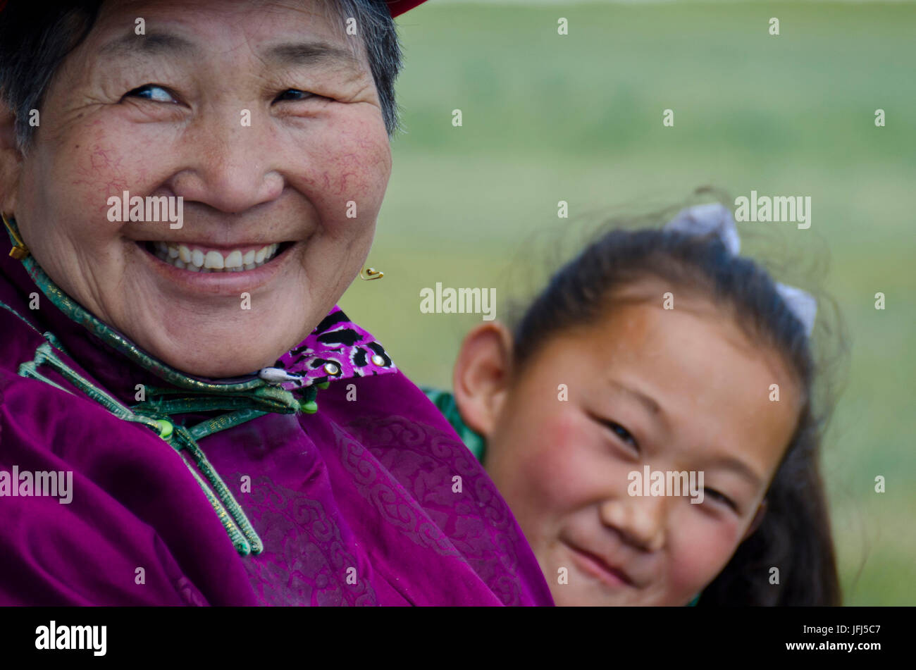 In Mongolia e in Asia centrale, Sayhan, Naadam festa, festa nazionale della Mongolia, sports stadium, match wrestling, spettatore Foto Stock